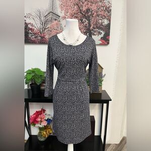 Kaileigh Women Casual Dress Large Round Neck 3/4 Sleeve Elastic Waist With Belt